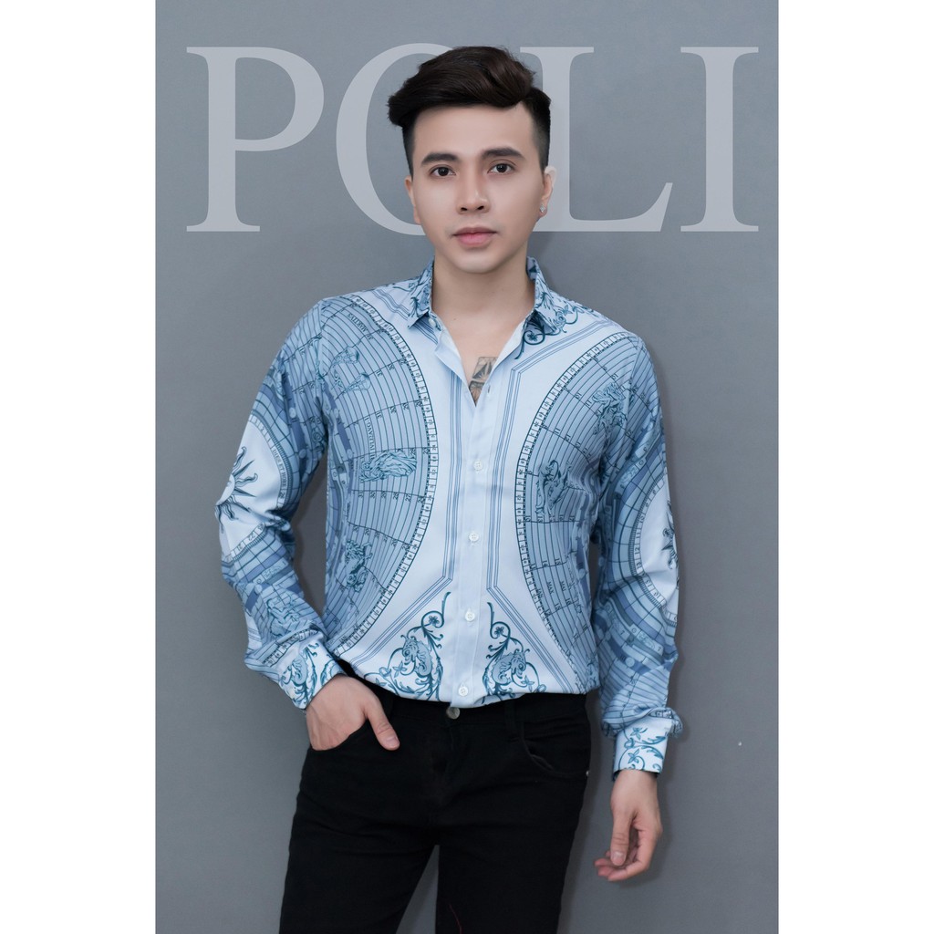 Sơ mi họa tiết xanh siêu sang | BigBuy360 - bigbuy360.vn