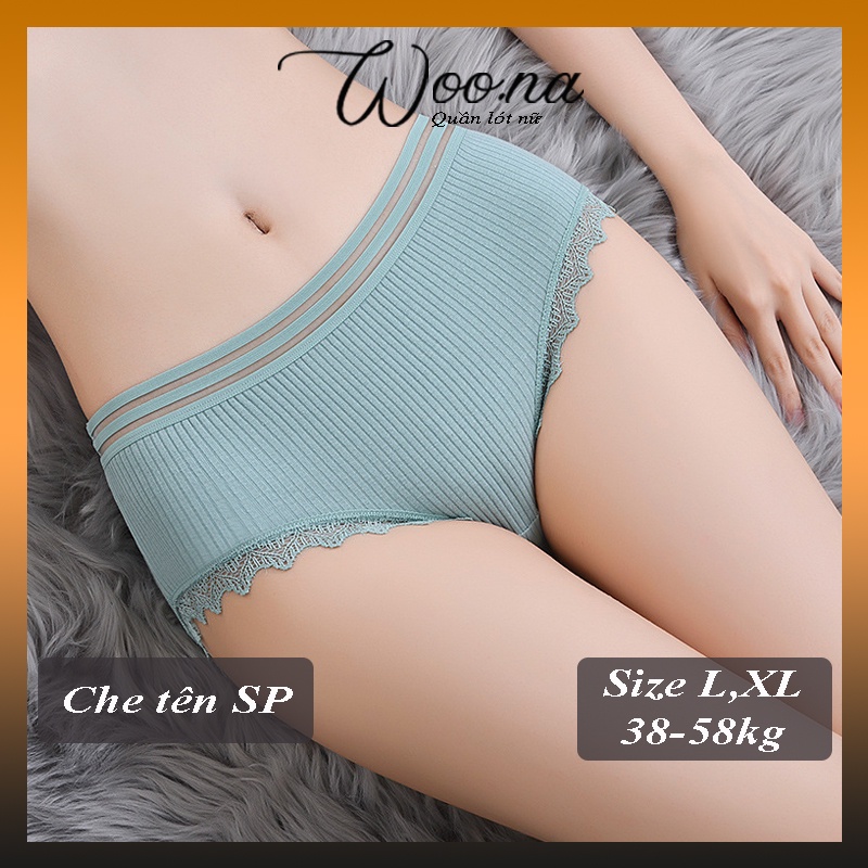Quần lót nữ cotton gân tâm cạp lưới phối viền Size 38-58kg. Quần Lót nữ Kháng Khuẩn Trơn nhiều màu sexy. | BigBuy360 - bigbuy360.vn