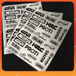 [MỚI] Bộ logo trong suốt [giá 1 tờ]. Hình dán decal siêu dính, chống nước, tem đua trang trí xe máy