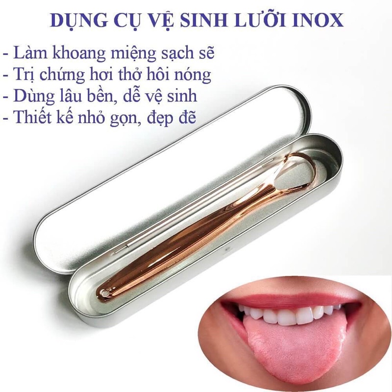 Dụng cụ cạo lưỡi, vệ sinh lưỡi người lớn Inox cao cấp, loại bỏ vấn đề hôi miệng, Hàng Nhập Khẩu