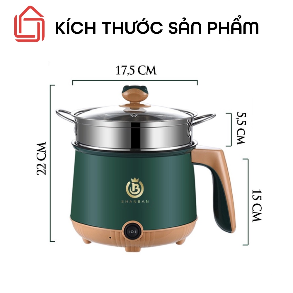Nồi điện đa năng mini 2 tầng tặng kèm khay hấp ( chiên, xào, nấu ăn, nấu cơm, lẩu mini )