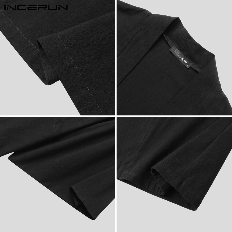 Cardigan INCERUN Rộng Thông Thường Màu Đen Tay Dài Cho Nam