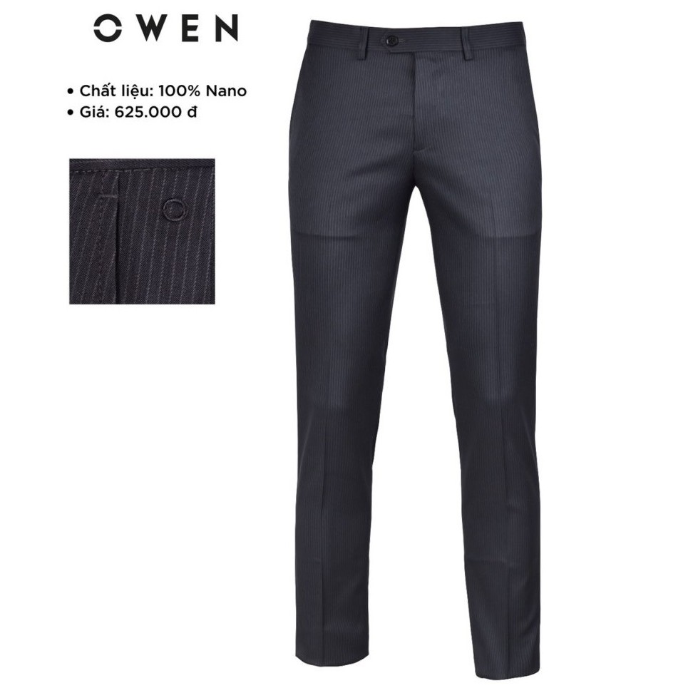 OWEN - Quần âu nam Owen Slimfit chất Nano màu xám sọc đen 90899