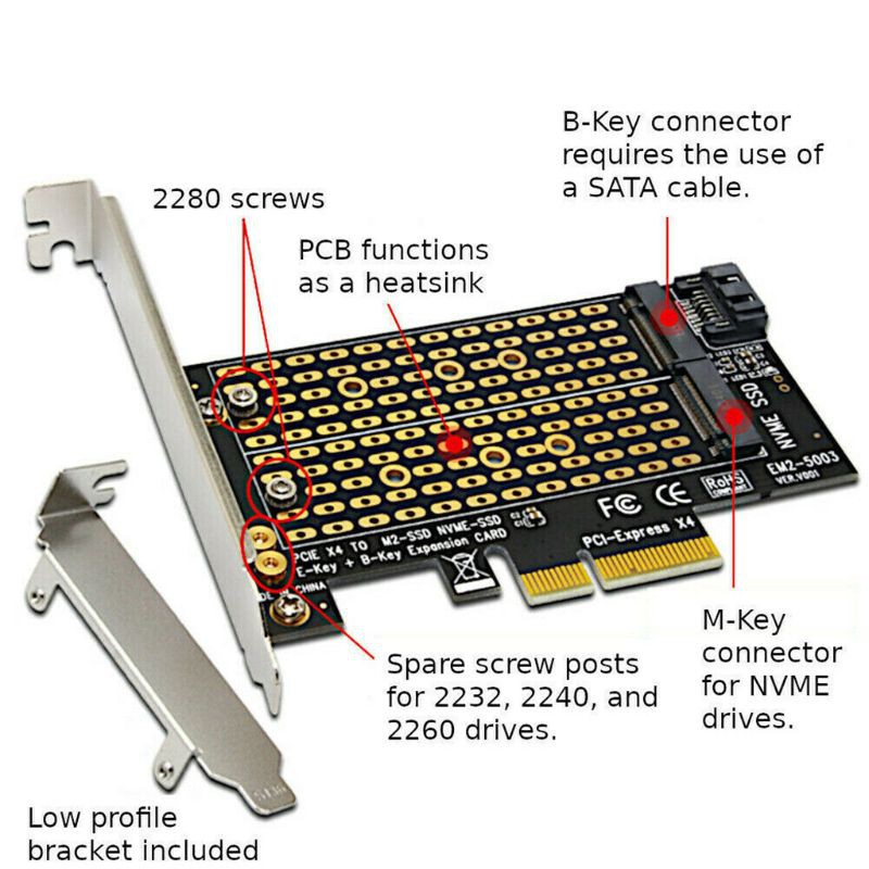 Card Chuyển Đổi Tốc Độ Cao Nvme X4 X8 X16 Sata Dual Ssd M.2 Sang Desktop Pcie Pci | BigBuy360 - bigbuy360.vn