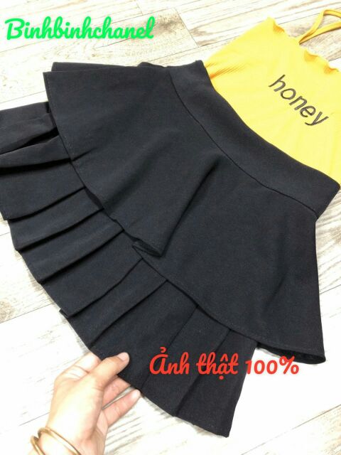 Chân váy 1 tầng xếp ly vải tuyết có may kèm quần trong | BigBuy360 - bigbuy360.vn