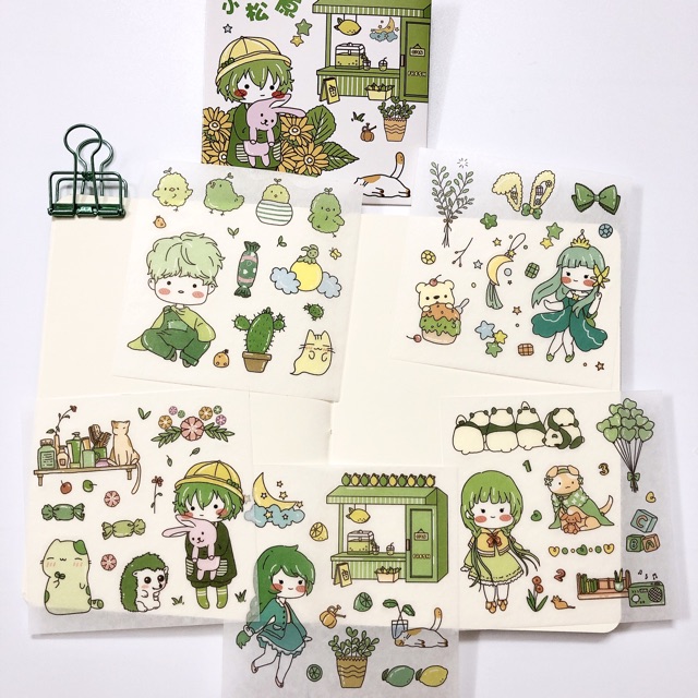 Set 10 tấm hình dán sticker trang trí xinh xắn phong cách hình vẽ hoạt hình