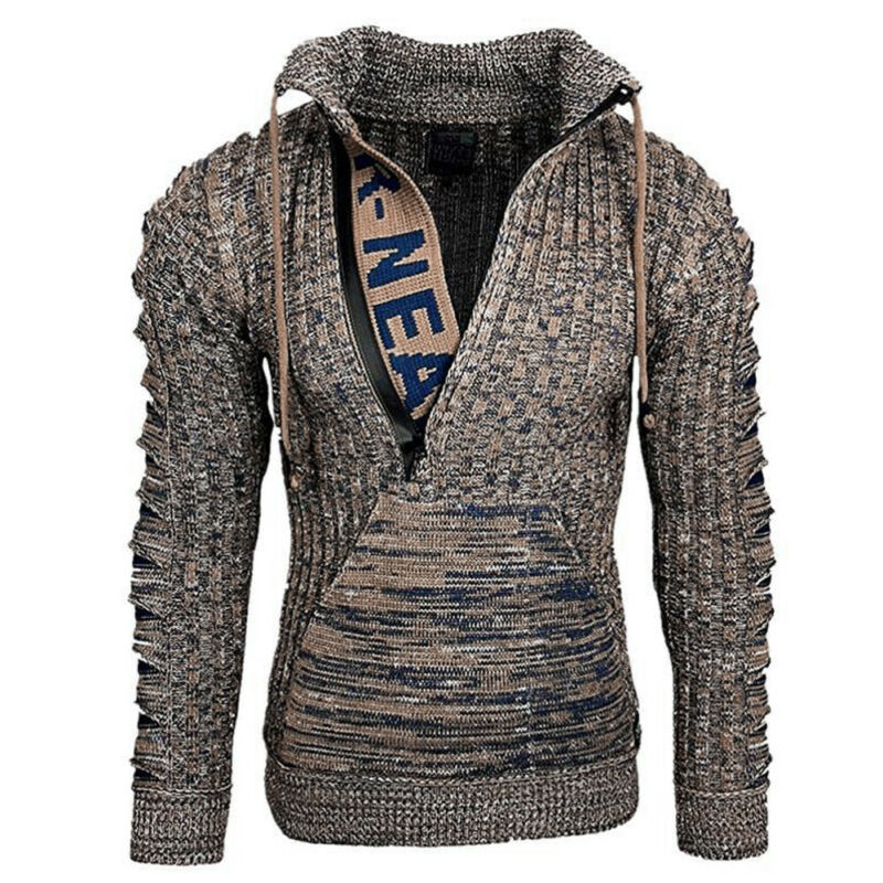 Men Long Sleeve Sweater Coat Casual Winter Warm Zipper Outwear