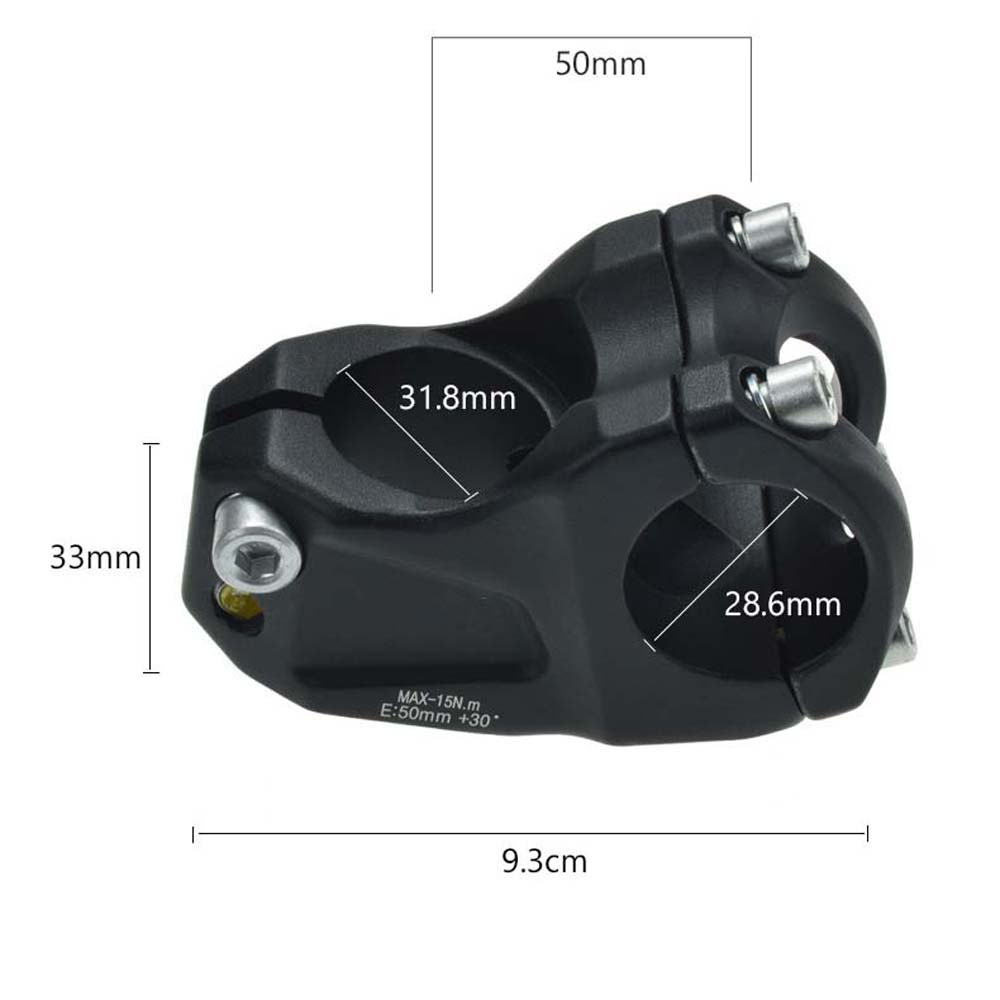 Pô tăng xe đạp 50mm 30 độ bằng hợp kim nhôm màu đen