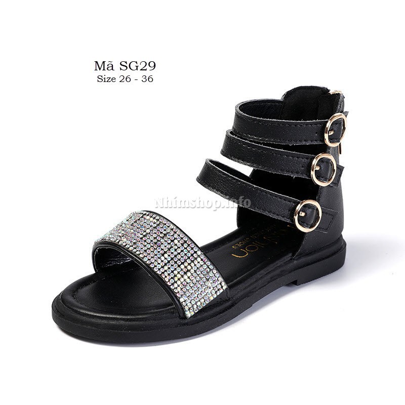 Sandal bé gái 3 - 12 tuổi Bohemieng gắn kim sa siêu sang SG29