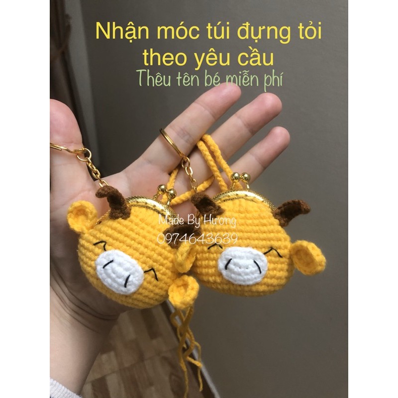 Túi đựng tỏi cho bé sơ sinh hình con trâu vàng ất sửa made by huong