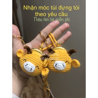 (Hỗ trợ ship cho đơn từ 50k)(thêu tên bé miễn phí) Túi đựng tỏi cho bé sơ sinh hình con trâu vàng ất sửa made by huong