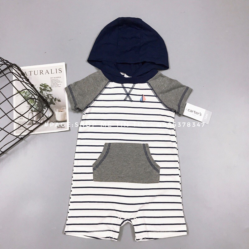 Body đùi cotton cho bé (kẻ.có.mũ 3m,6m,9m,12m,18m,24m)