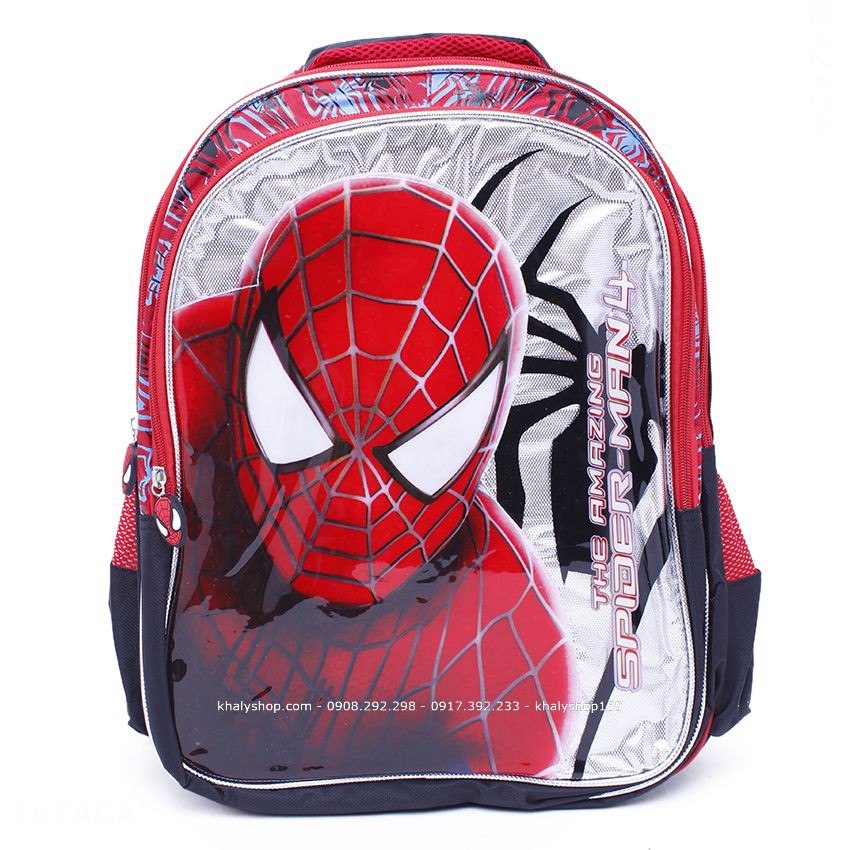 Balo trẻ em 14'' - 16'' hình người nhện Spiderman màu đen đỏ dành cho học sinh ,bé trai