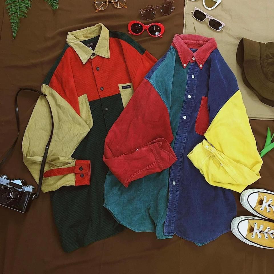 Áo Sơ Mi Nhung Tăm 2Hand Nam Nữ Tay Dài Unisex Vintage Đẹp Chất Form Rộng Đẹp Sang Xịn