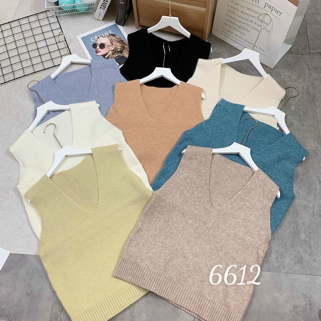 Áo ghile len cổ tim cao cấp nhiều màu