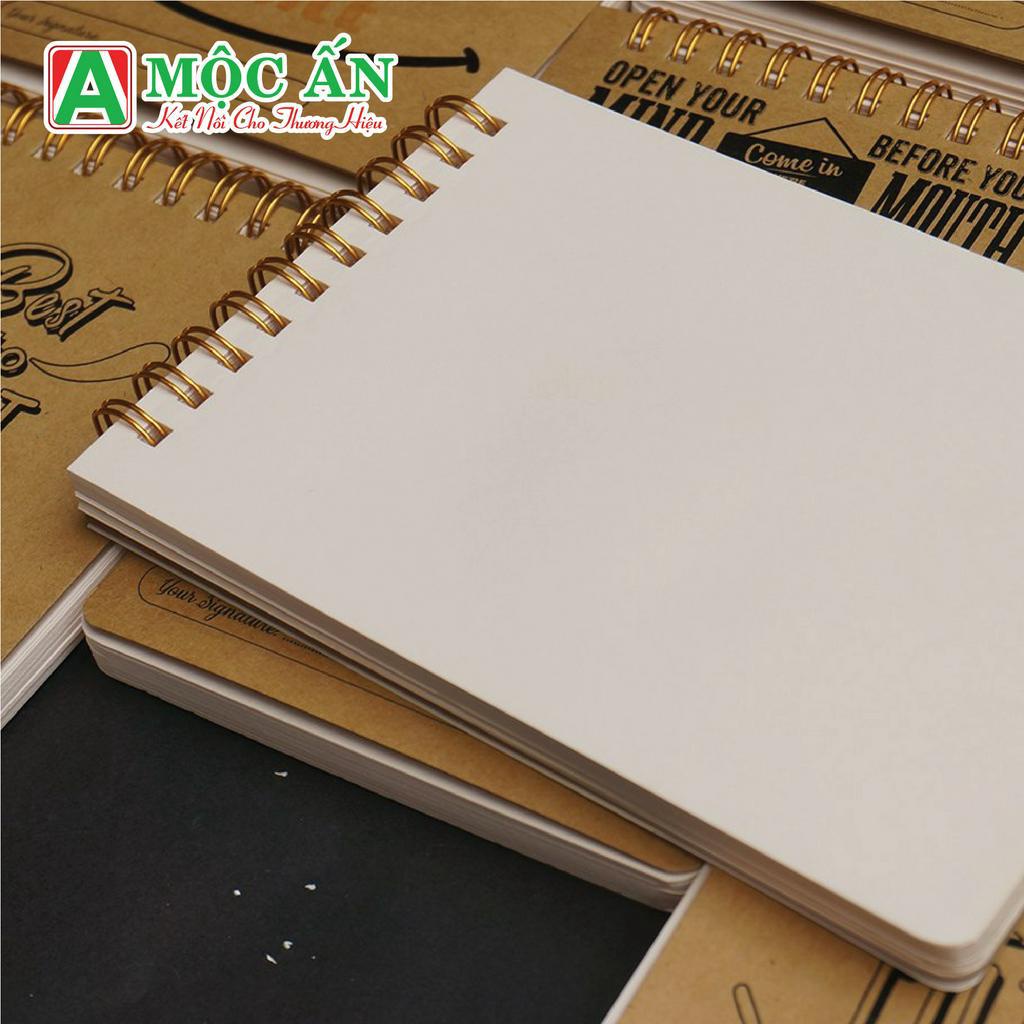 Sổ Tay A6 Mini notebook - Bìa Kraft Vintage 140 Tờ Nội Dung - Lò Xo Vàng