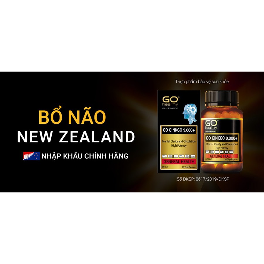 Bổ não Go Healthy Ginkgo 9000+ hoạt huyết dưỡng não tăng cường tuần hoàn não cải thiện trí nhớ tăng khả năng tập trung