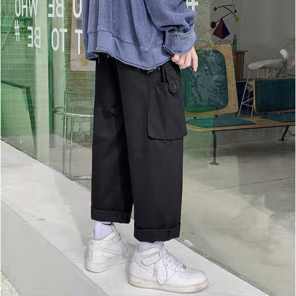 Quần Kaki Ống Rộng Nam Nữ Túi Hộp Cargo Ulzzang Unisex Năng Động Đường Phố Basic Streetwear. QCS01