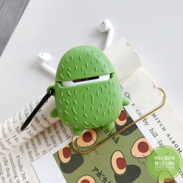 🥑 Case Quả bơ avocado 🥑 Vỏ bao Airpods 2 AirPod đựng tai nghe không dây i11 i12 i18 ... tặng kèm móc đeo