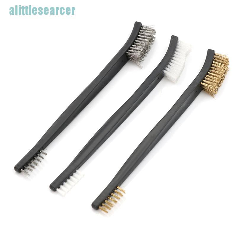 Bộ 3 bàn chải vệ sinh mini sợi bằng thép không gỉ và nylon