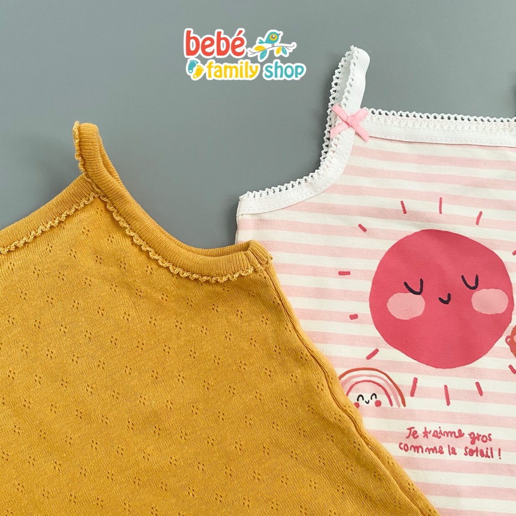 Bodysuit sát nách / body chip hai dây cho bé gái hàng xuất dư - bebefamilyshop