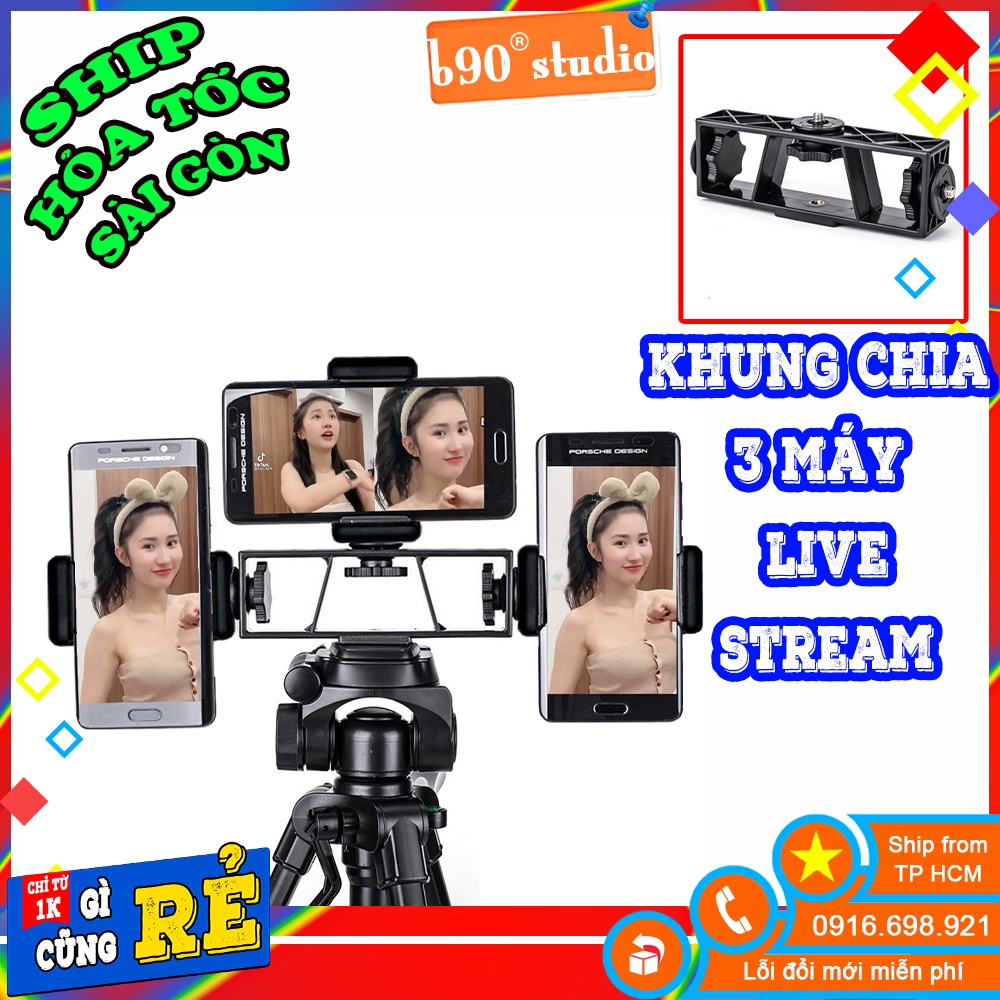 Khung Chia Nhiều Máy Livestream ren 1/4 Q2 bộ chia nhiều điện thoại LIVE STREAM