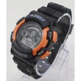 Đồng hồ bé trai NT-67 mặt tròn đen viền cam