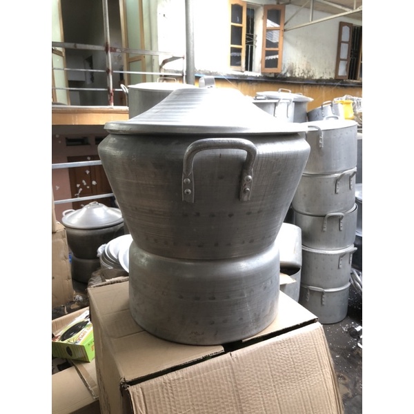 Trõ đồ xôi bằng nhôm  hai tầng  nhôm  đúc  liền sử dụng  lên  tới  15kg