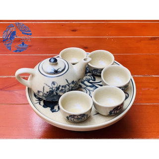 Bộ ấm chén thờ men dạn Bát Tràng