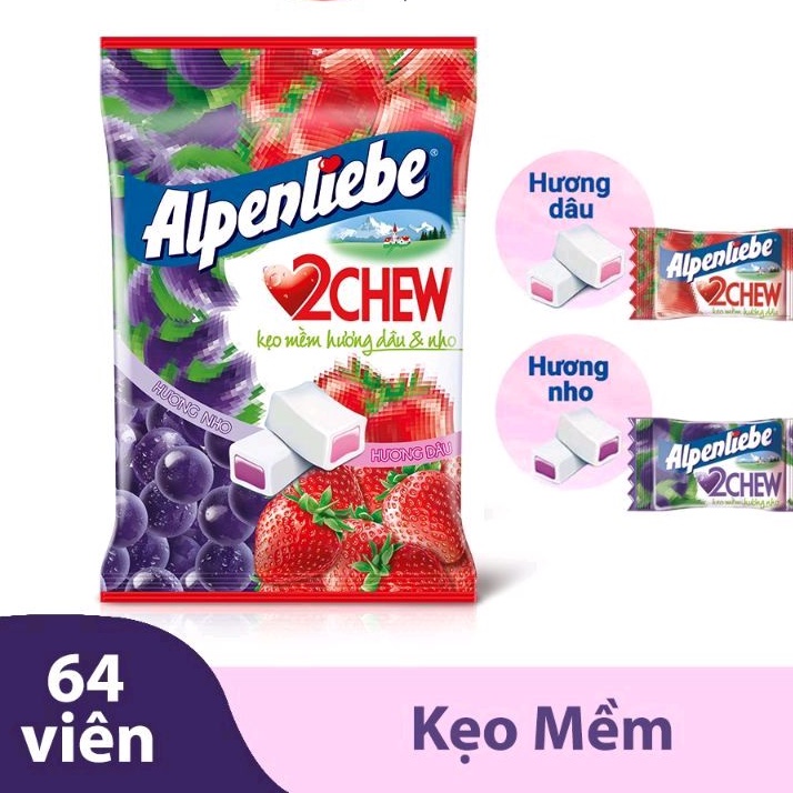 Kẹo Mềm Alpenliebe 2Chew Hương Hỗn Hợp Dâu & Nho
