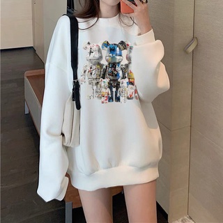Áo Sweater Form Rộng Mùa Đông Sweater  IN  BEARBRICK Màu Trắng ĐEN
