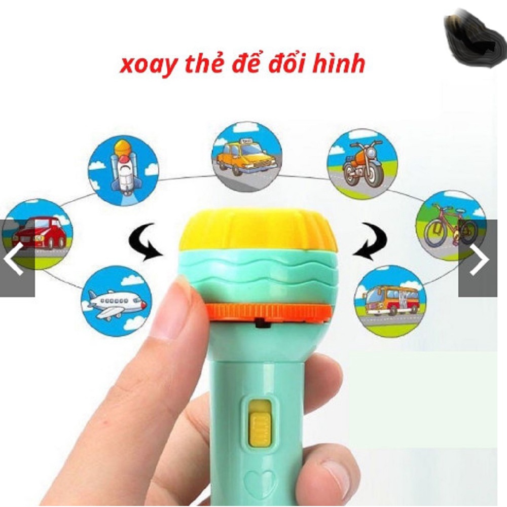 Đèn Pin Chiếu Hình Cho Bé 3D, Đèn Vẽ Thông Minh Có Nhiều Hình Động Vật