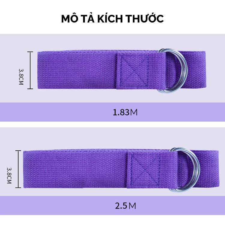 Dây tập Yoga Cotton tiện dụng 1,8mx3,8cm, hỗ trợ tập luyện Yoga tại nhà, văn phòng TOPBODY