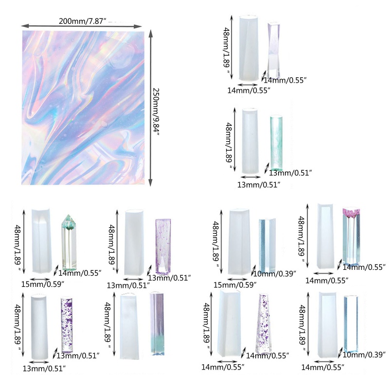 Set 10 Khuôn Nhựa Làm Trang Sức 3D Kèm 1 Tờ Giấy Nến