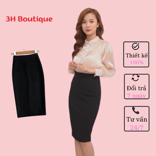 Chân váy công sở bút chì 3H dáng dài qua gối nhiều màu lưng cao xẻ sau đẹp kiểu hàn quốc vintage cá tính 3H0001