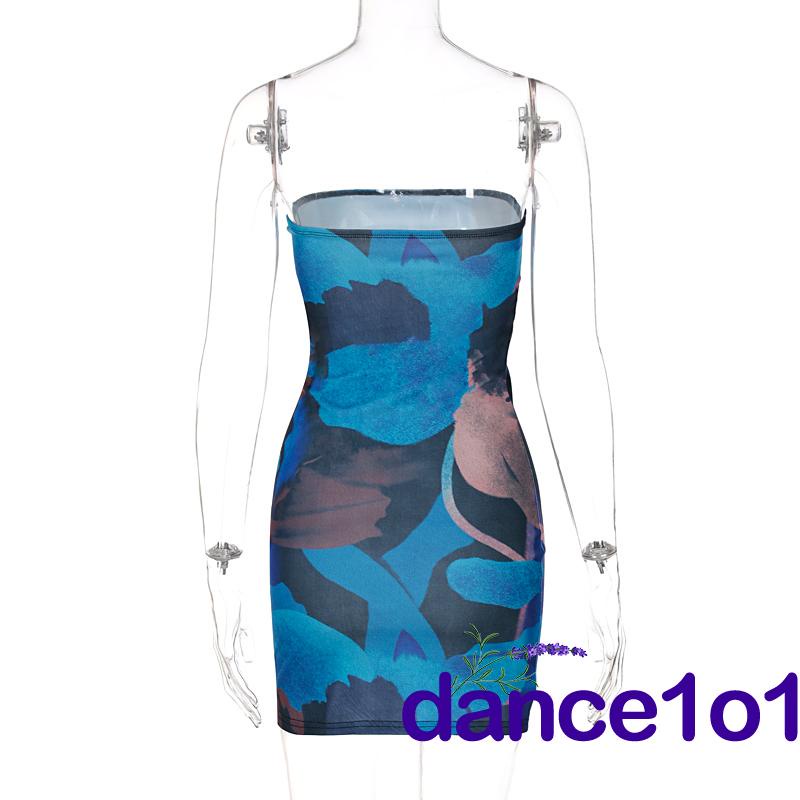 Đầm ống thời trang không tay in họa tiết trừu tượng quyến rũ dễ phối đồ dành cho nữ