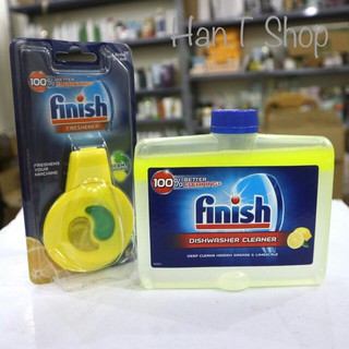 Combo Vệ sinh máy rửa bát Finish 250ml + Gel khử mùi hôi máy Finish ( NK Đức )