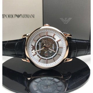 Đồng hồ nam armani ar60007, dây da màu đen , máy hở lộ cơ, size 43mm, mặt trắng
