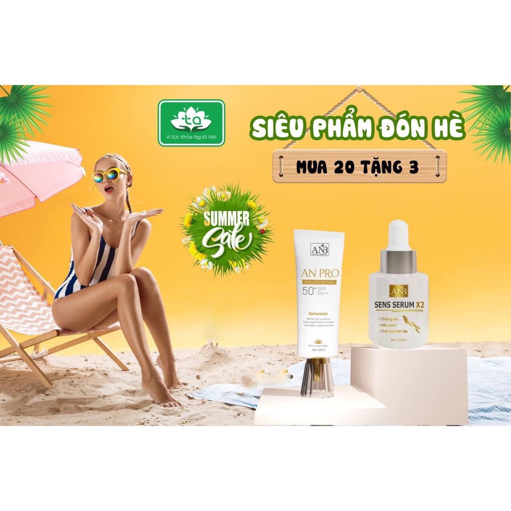 [CHÍNH HÃNG]SERUM CHỐNG NẮNG DƯỠNG TRẮNG ANB, SPF 50, PA+++ dưỡng da sáng khoẻ.