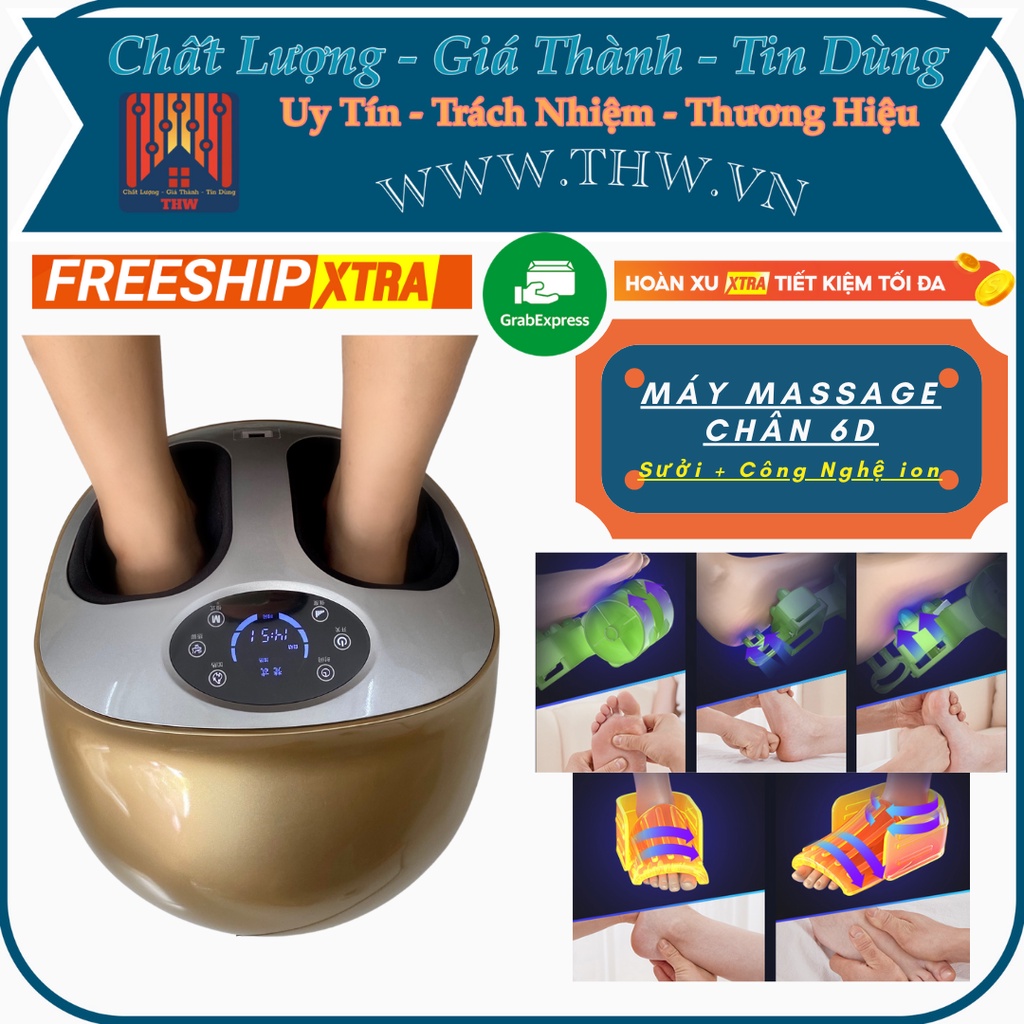 |THW-HCM| Máy massage bấm huyệt. mát xa chân 360 độ với nhiệt độ ấm chân.