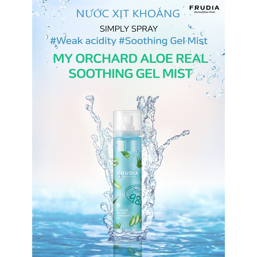 [Tặng 88k] Xịt Khoáng Cấp Ẩm Từ Nha Đam Frudia My Orchard Aloe Real Soothing Gel Mist 125ml