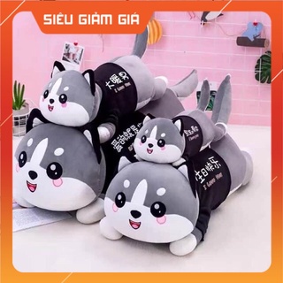 [ÔM LÀ SƯỚNG] Gấu Bông Mèo Husky Mắt Tròn Đáng Yêu 100% Bông Gòn Cao Cấp - Vỏ Nhung Co Dãn 4 Chiều