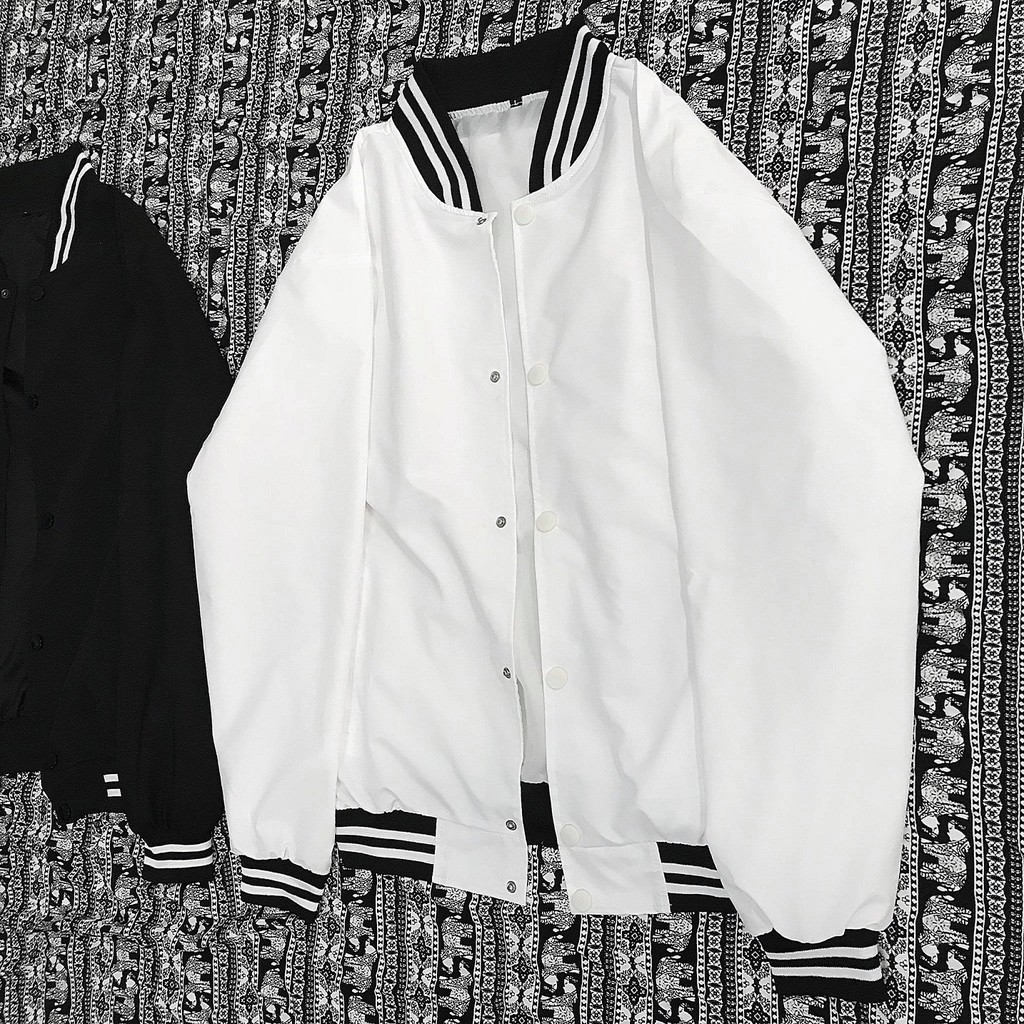 Áo Bomber Jacket Line - Áo khoác dù trơn viền sọc  Unisex Ulzzang ảnh thật