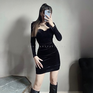 S3108 đầm body nhung kèm khoác crop