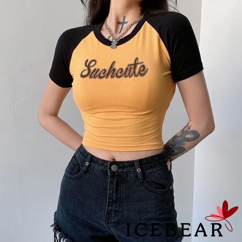 Áo Thun Tay Ngắn Phối Màu In Chữ Thời Trang Mùa Hè Cho Phái Nữ