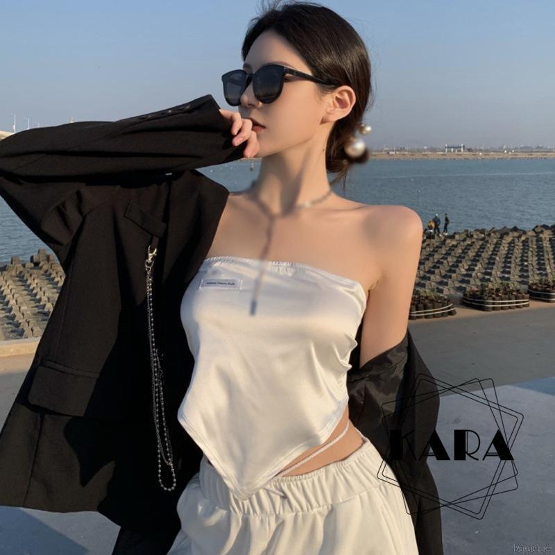 Áo Không Tay Chất Satin Thiết Kế Lệch Tà Thời Trang Mùa Hè