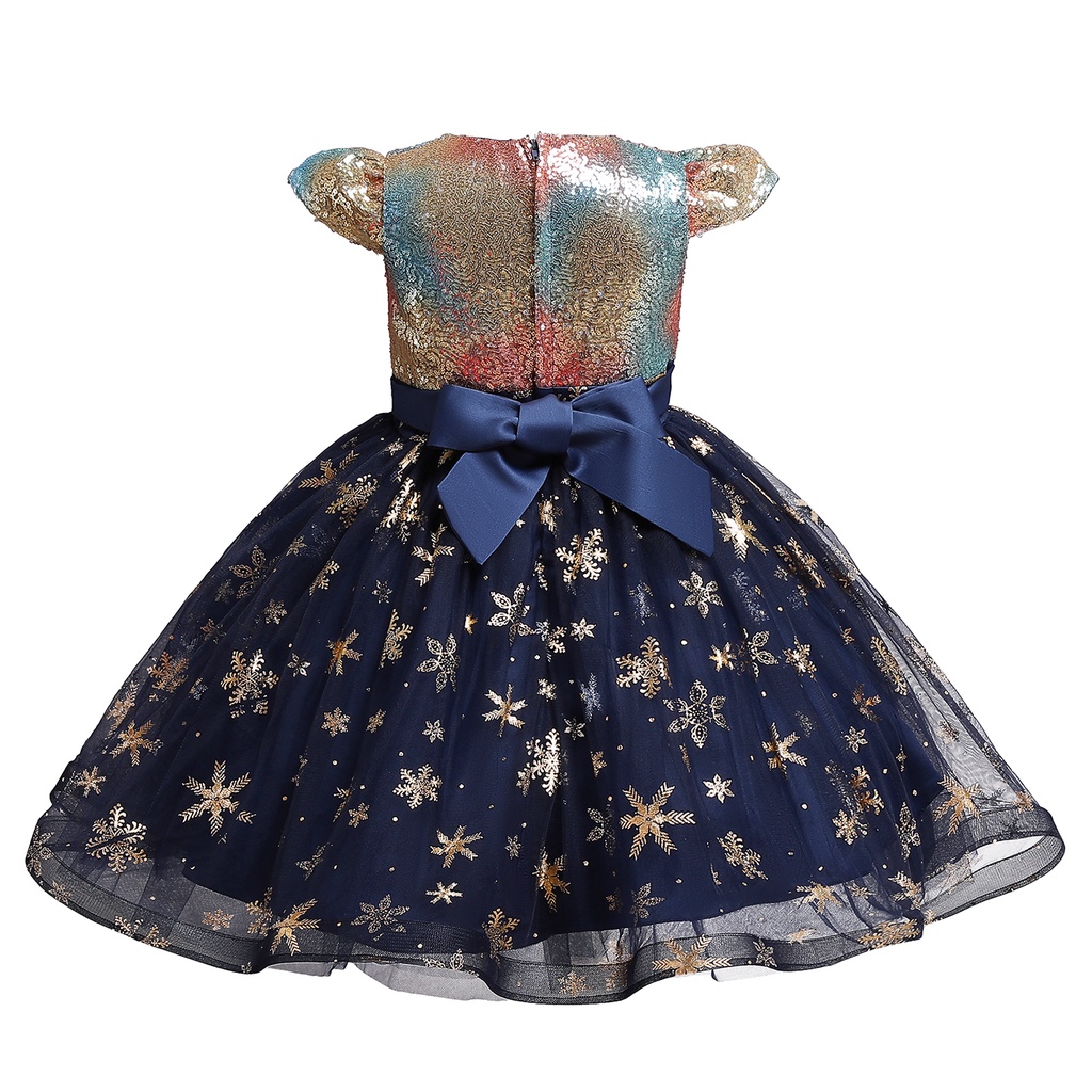 Đầm công chúa đính kim sa hình cánh thiên thần cho bé gái