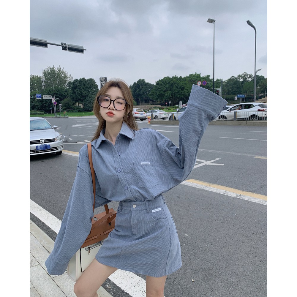 (ORDER) Set trang phục nữ Ulzzang áo sơ mi + chân váy AK1678