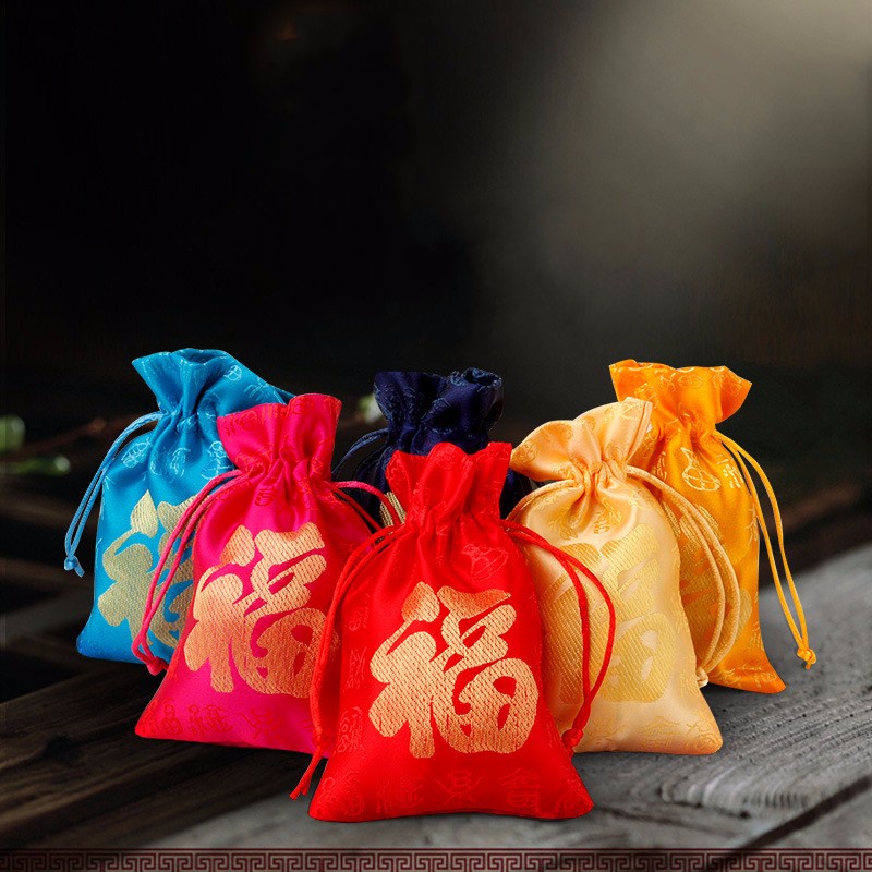 Túi Dây Rút Đựng Bánh Quy/Kẹo/Quà Tặng Chúc Mừng Năm Mới Kiểu Vintage