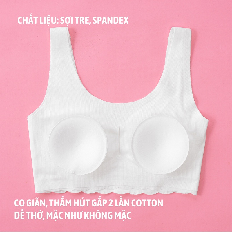 Áo lót học sinh dễ thở IKUN cho bé gái mới lớn dậy thì chui đầu không đường may màu trắng - ADT02
